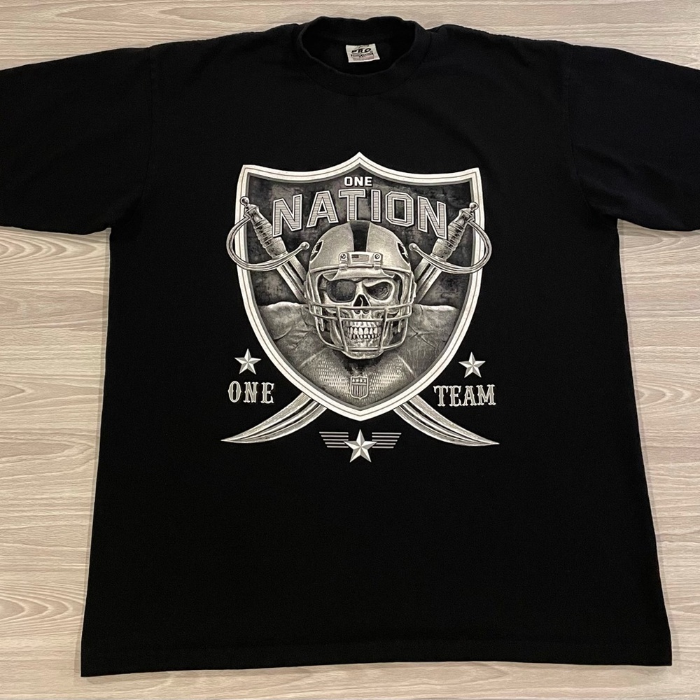 Vintage 90s Raiders Shirt Graphic Black T-Shirt Los Angeles Men’s Size 2XL